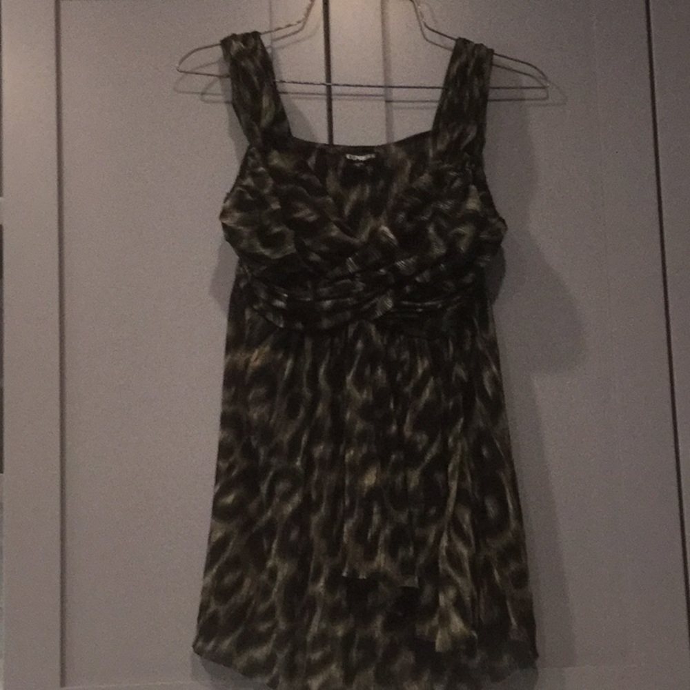 Black Green Tan Sleeveless Top